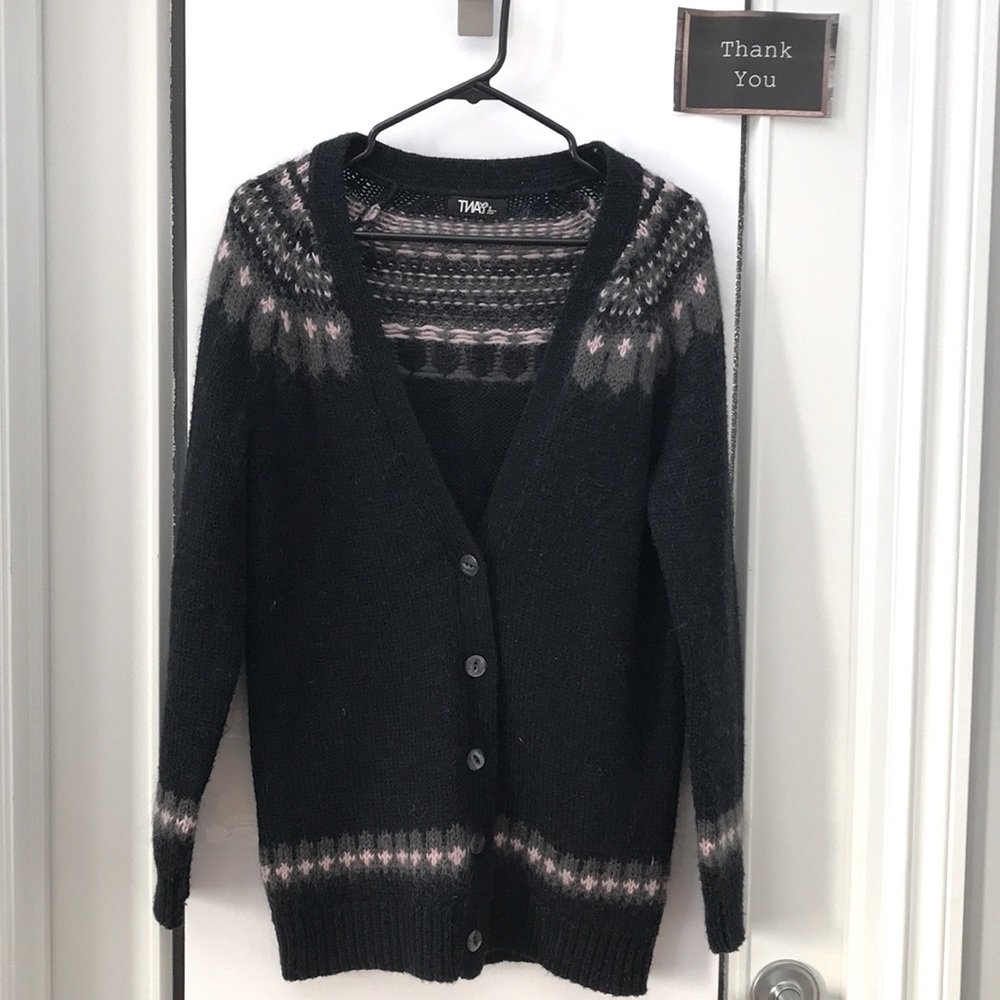 TNA Merino Wool Aztec Print Cardigan